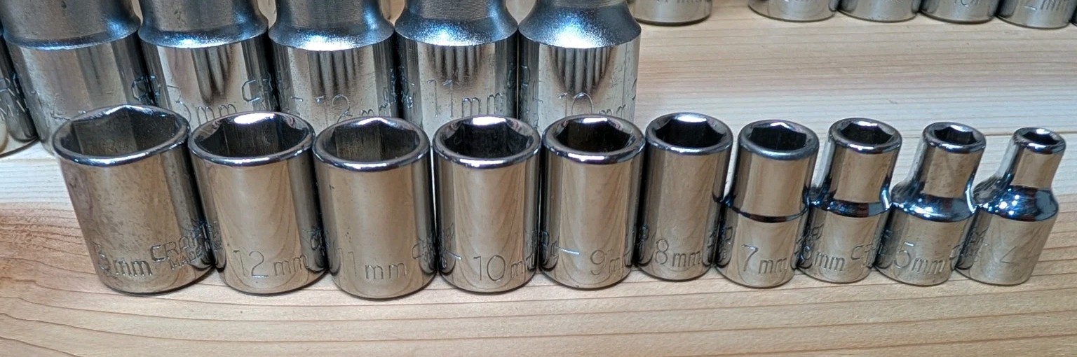 Craftsman Lot of 68 Sockets – Metric & Standard Mixed 1/4” 3/8” 1/2″-Made In USA