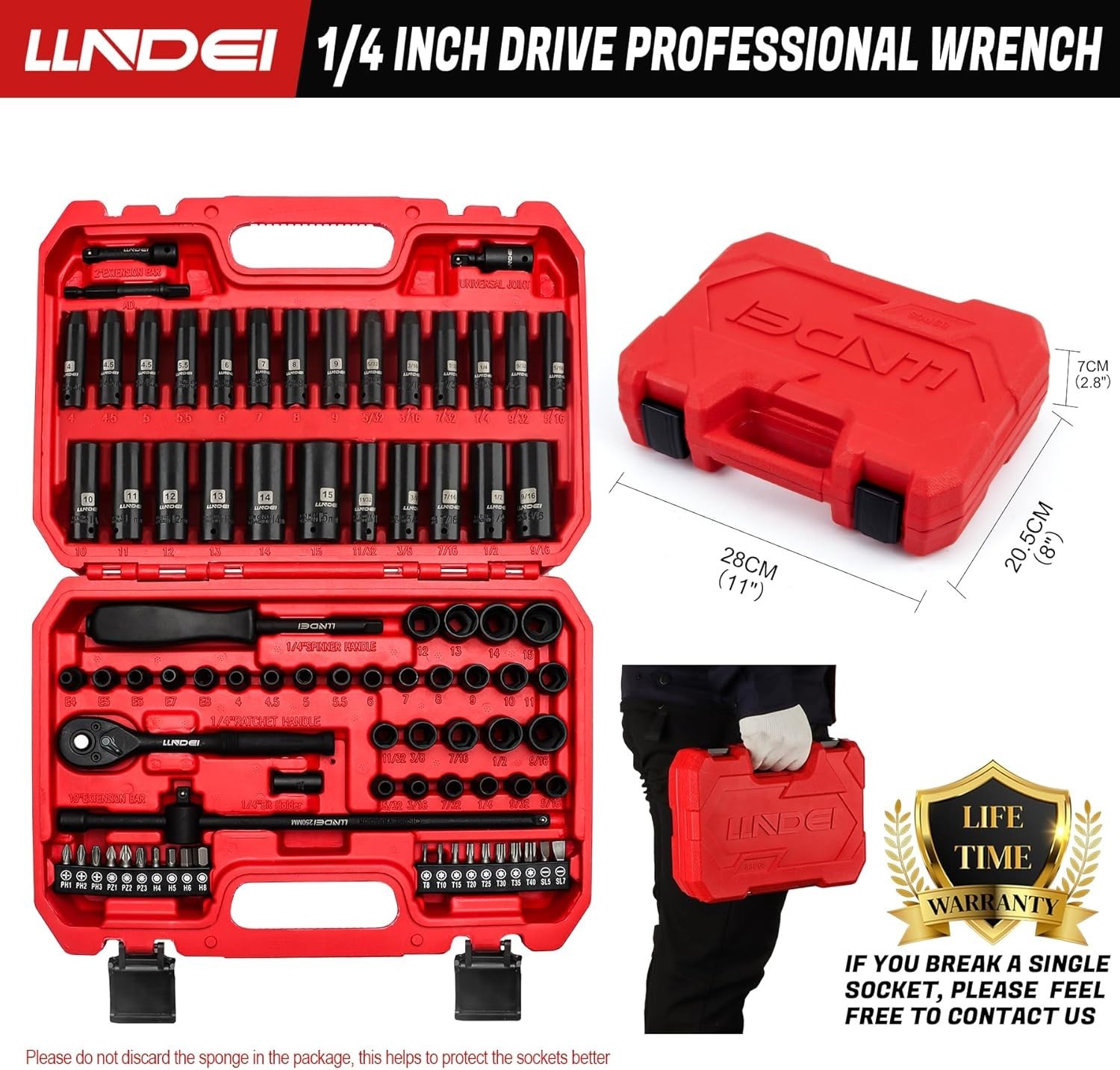 Comprehensive 83-Piece Socket Set with 72T Ratchet and High-Visibility Markings