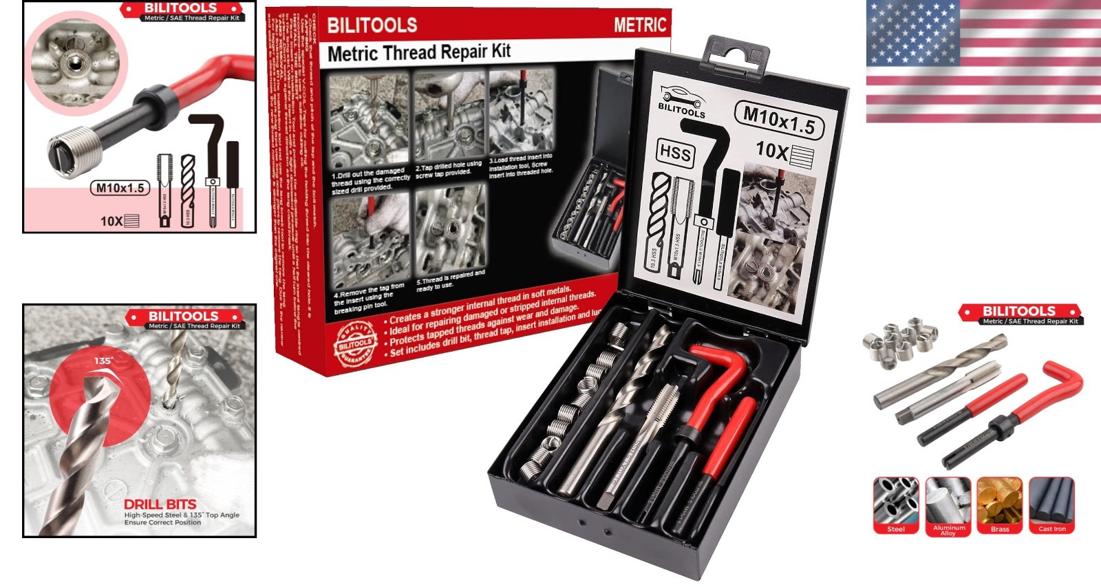 M10x1.5 HSS Thread Repair Kit – Stainless Steel Inserts for Durable Threads