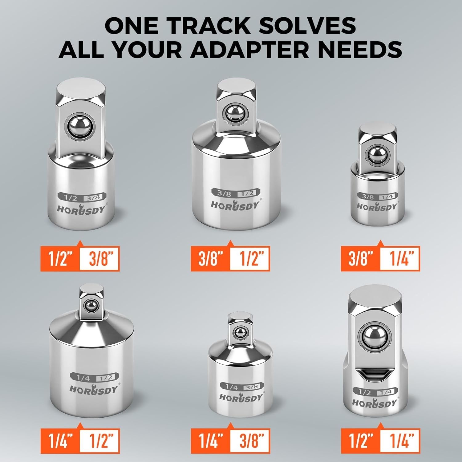 Piece Socket Adapter Set 1/4″ 3/8″ 1/2″ Drive Chrome Vanadium Steel