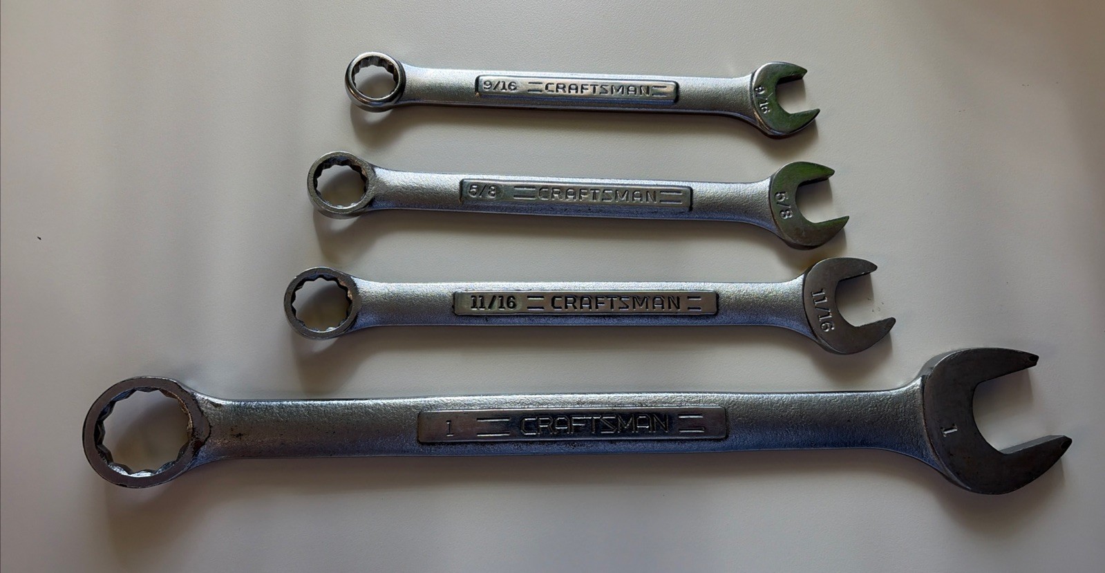 Craftsman Open & Box End Wrench (LOT of 4) 1, 11/16, 5/8, 9/16