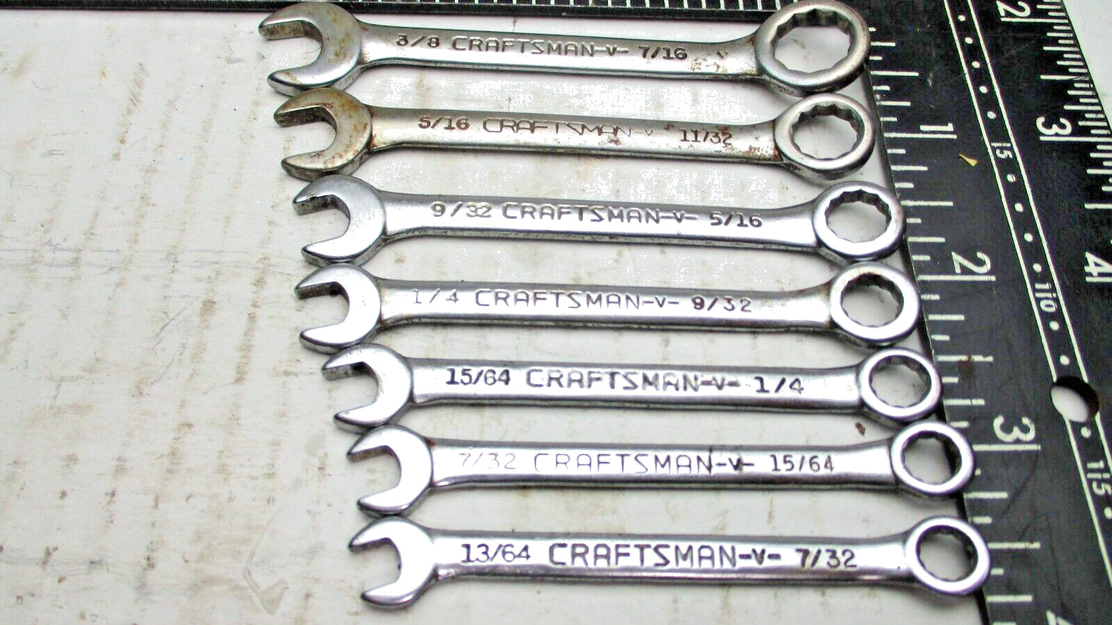 Craftsman Lot Of 7 -V- Combination Wrenches Vintage See Pictures For Details