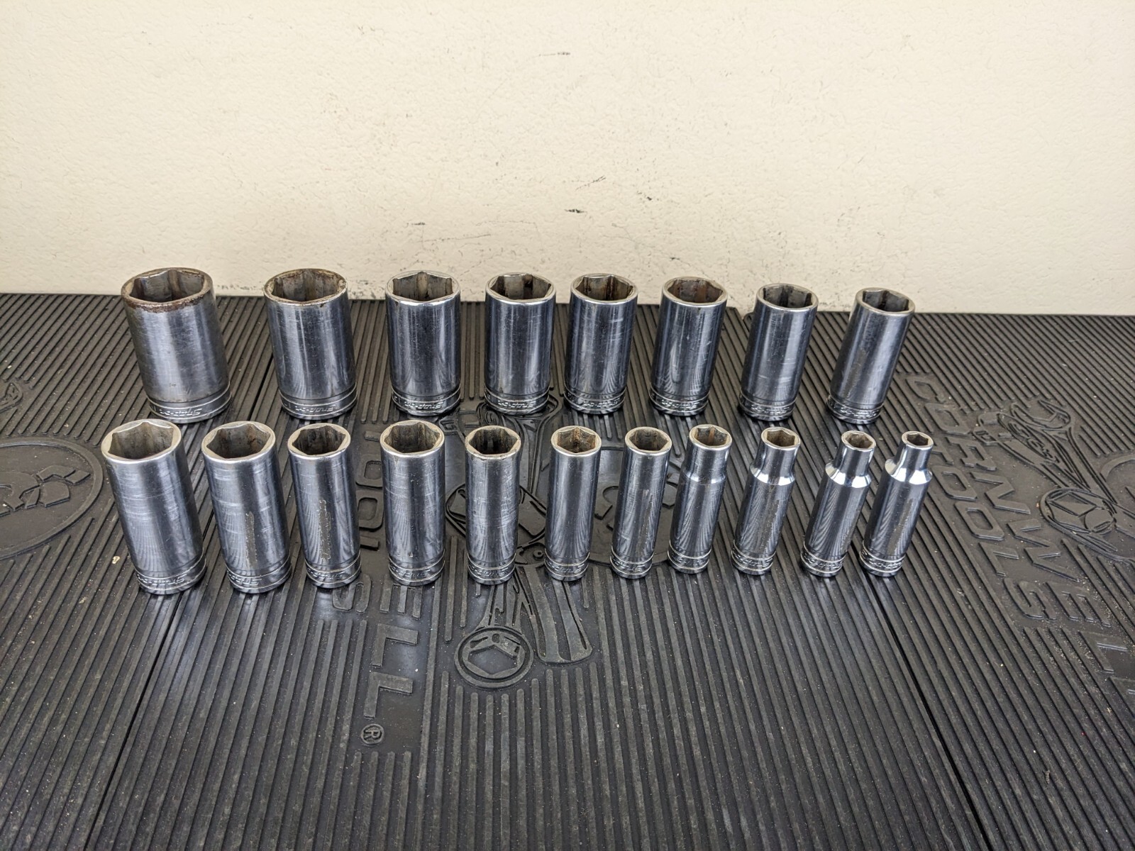 #bg790 Snap On 19 Piece 1/2″ Drive SAE Deep Socket Set 3/8-1-1/2″ USA