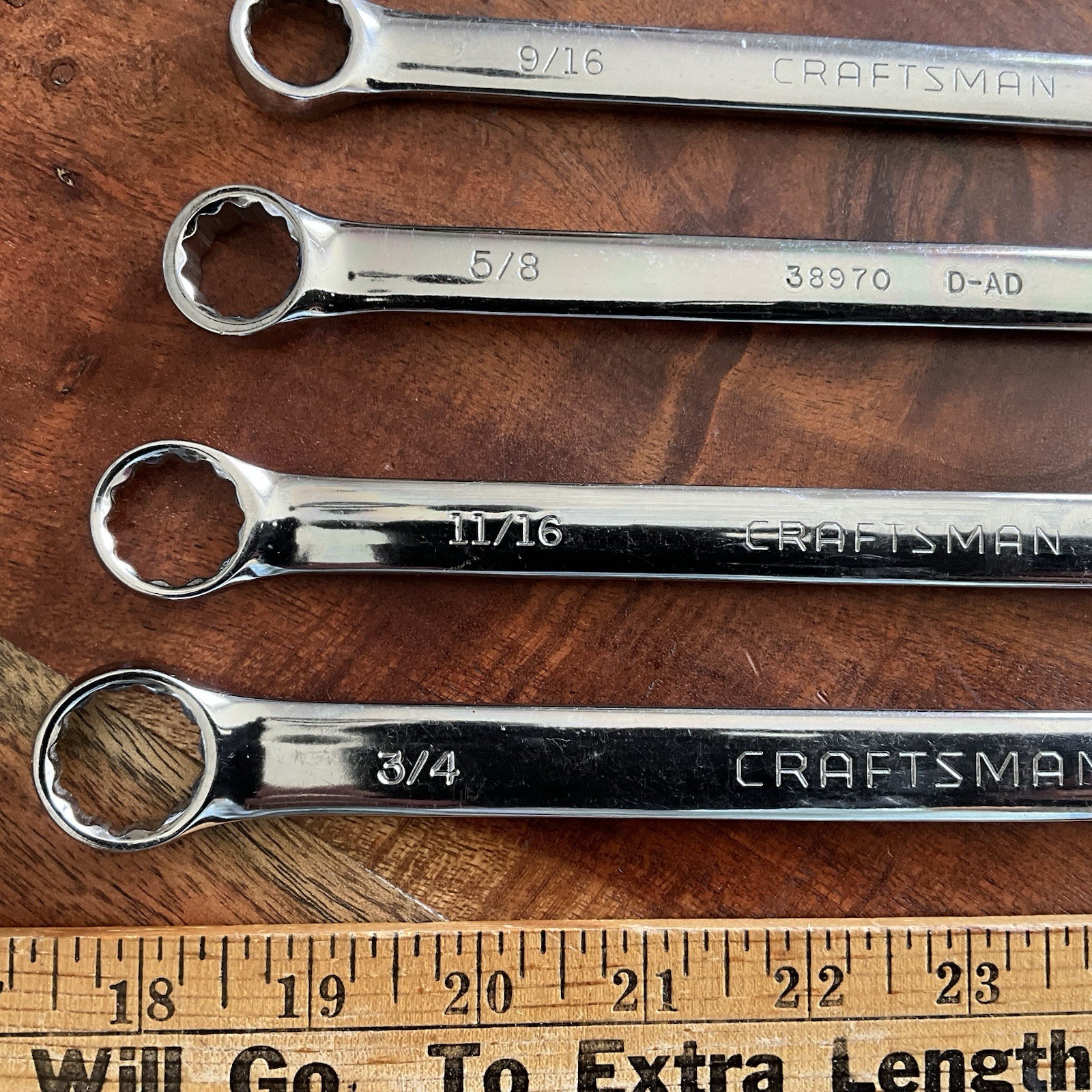 Craftsman 9 pc Combination Wrench Set D-AD 1/4″ to 3/4″ Polished Chrome 12 pt