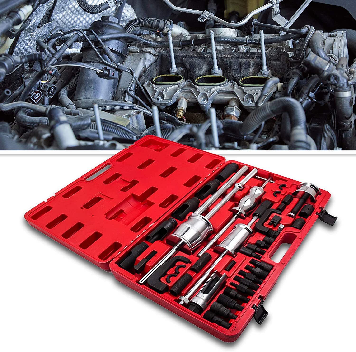 40Pcs Master Diesel Injector Extractor Common Rail Adaptor Puller & Slide Hammer