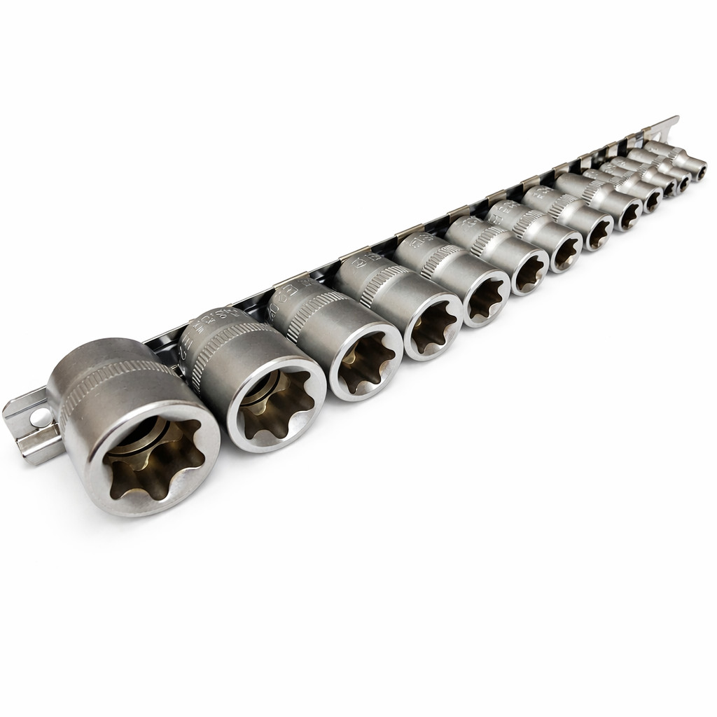 14pc E Torx Socket Set E4-E24 Female External Star 1/4 3/8 1/2 Drive Socket Kit
