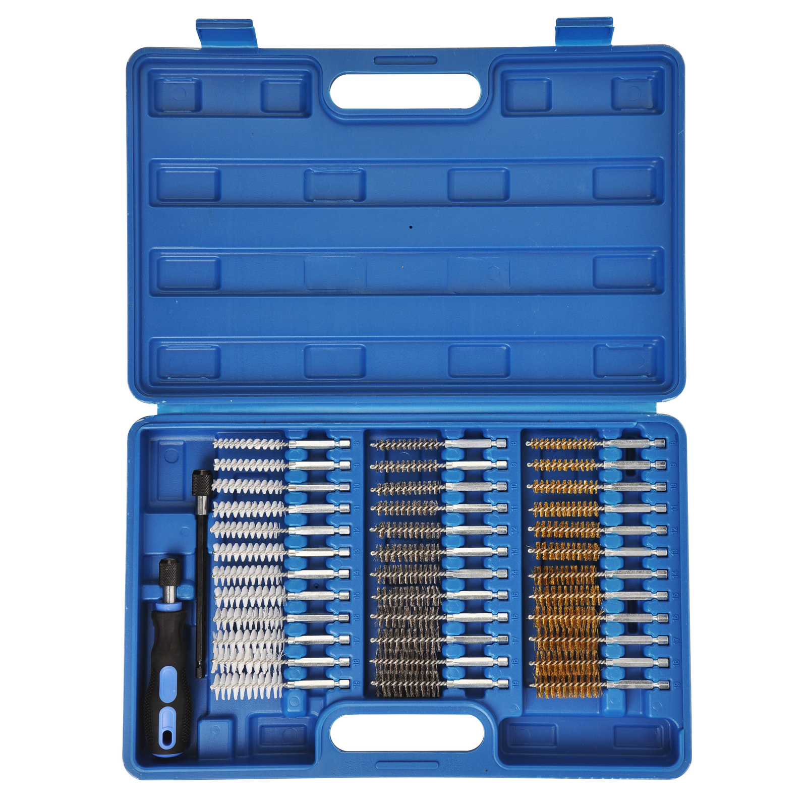 38pc Industrial Wire Brush Set 1/4″ Hex Shank Long Ext. Stainless Steel Nylon
