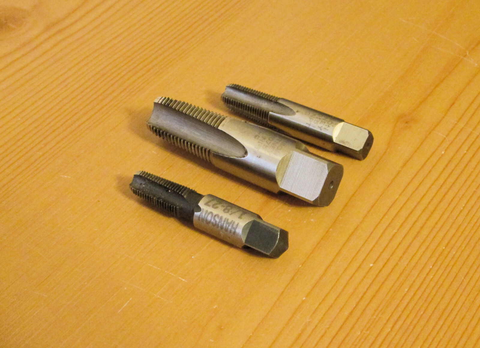 Lot of 3: Hanson Whitney Pipe Taps – Two 1/8-27 NPT Tap & One 3/8-18 NPT
