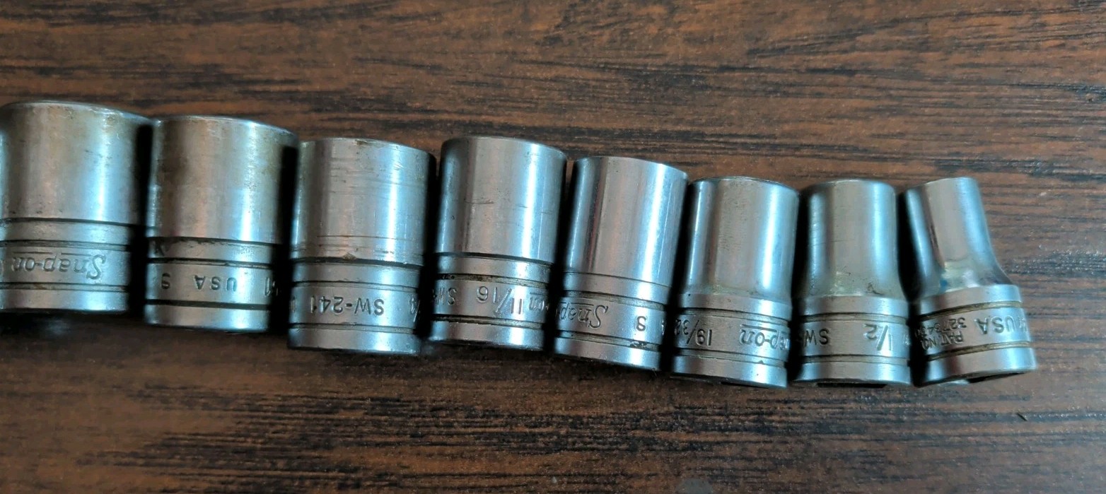 Vintage Snap On SW Series 1/2″ Drive Socket Set Of 13, 1-1/4 To 7/16, 12 Point
