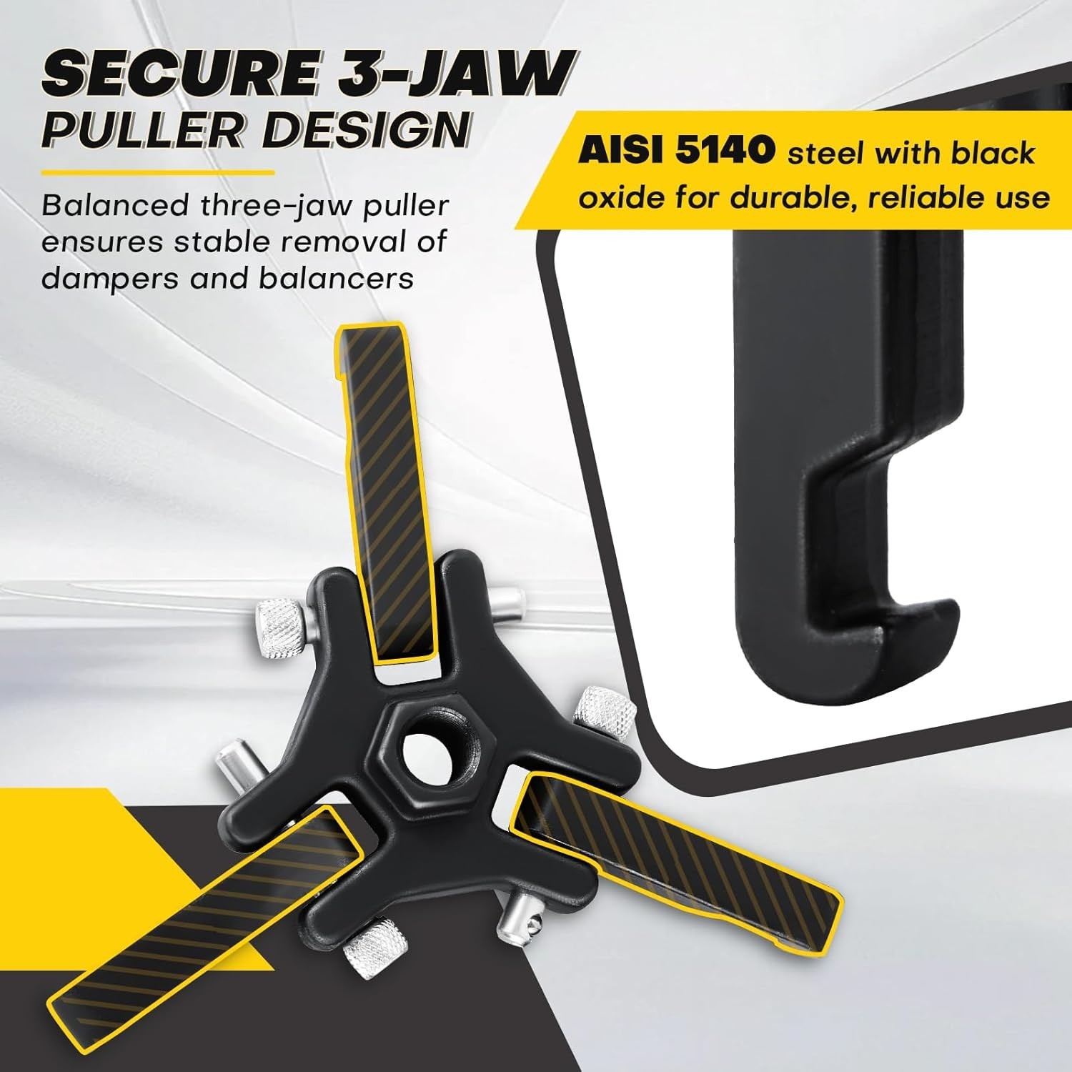 3 Jaw Harmonic Balancer Puller Kit; Crank Pulley Removal Tool Set