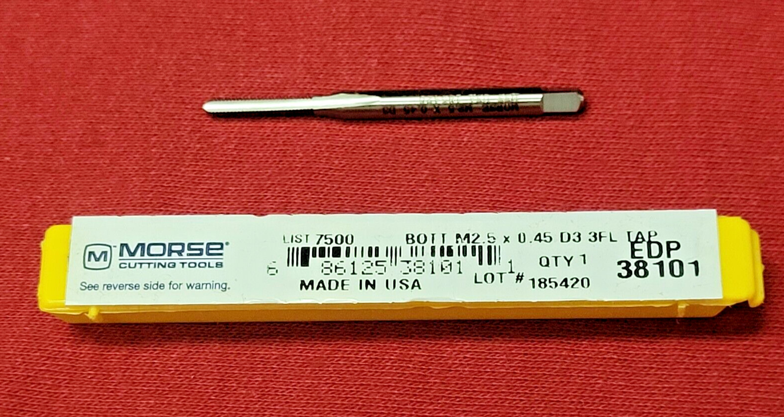 M2.5 X 0.45 2.5MM Bottom Tap Morse MT3838101 HSS Hand Tap USA D4