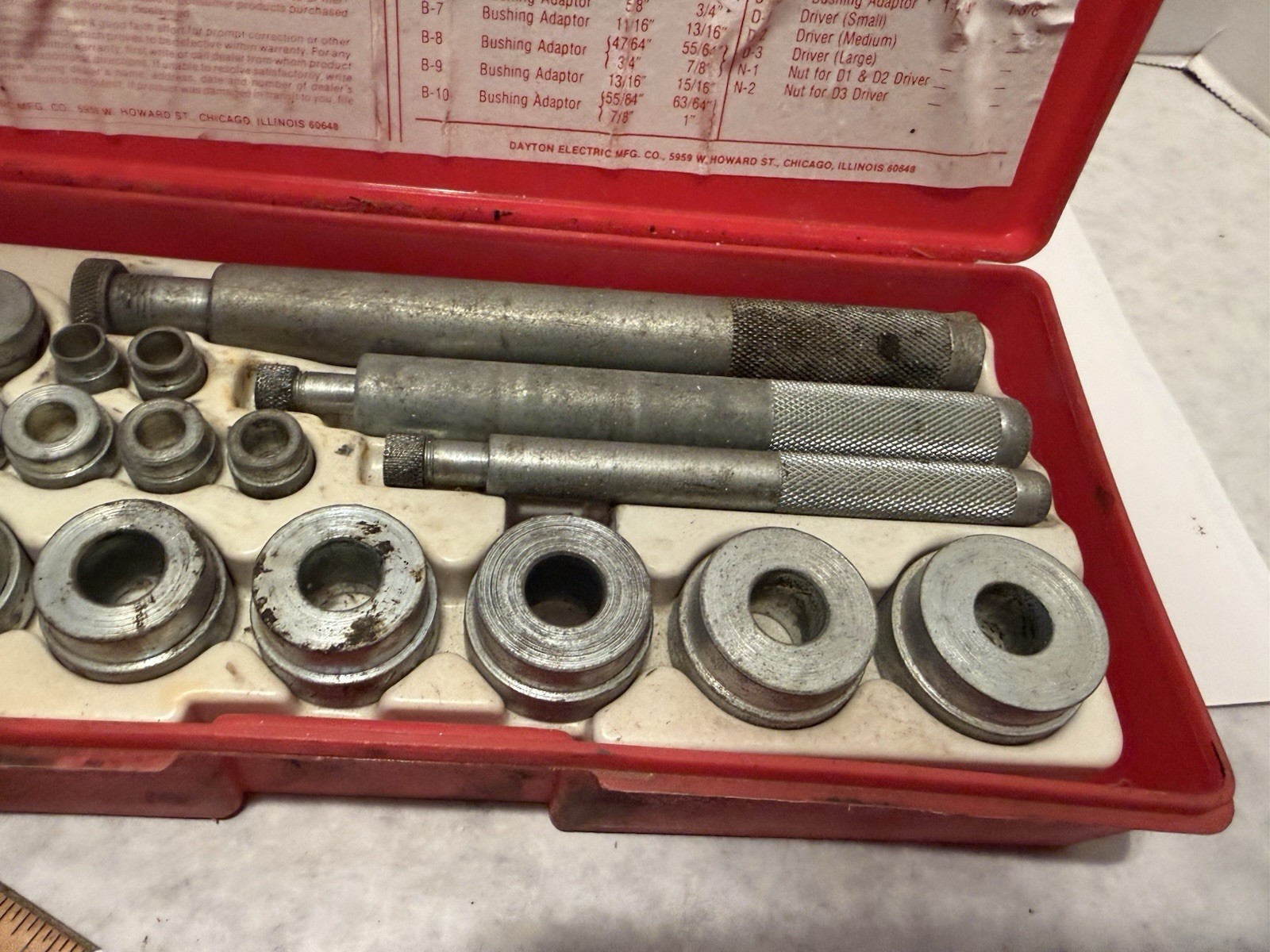 Dayton 20 Piece Bushing Tool Set Model 4X083A Used Condition With Cosmetic Flaws