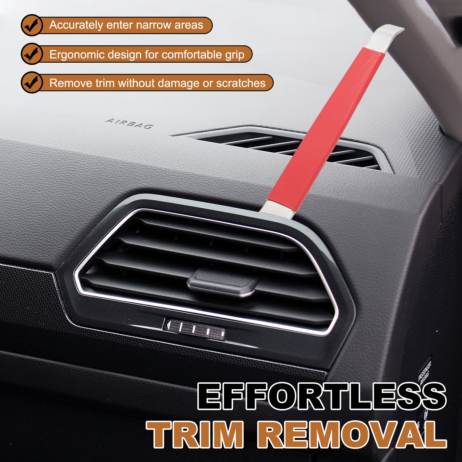 Car Trim Removal Tool 7″ Auto Clip Lifter Pry Bar Tools Silver,