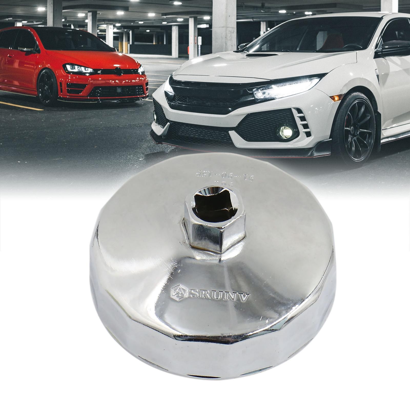 90-91mm Inner Diameter Alloy Oil Filter Wrench Cap Stycle 15 Flutes Silver Tone