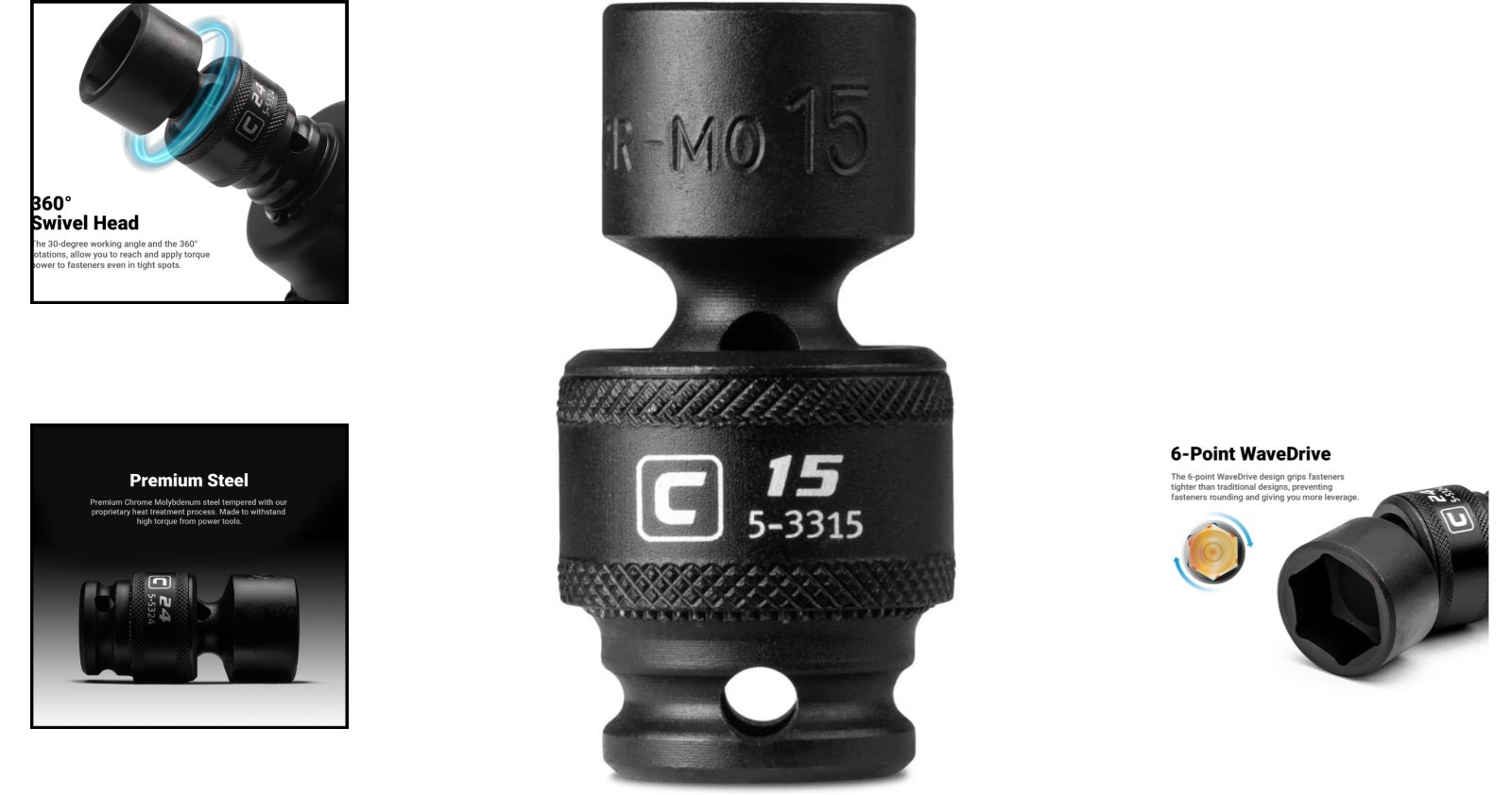 15mm 360-Degree Rotating Impact Socket – Precision Torque Power in Tight Spots