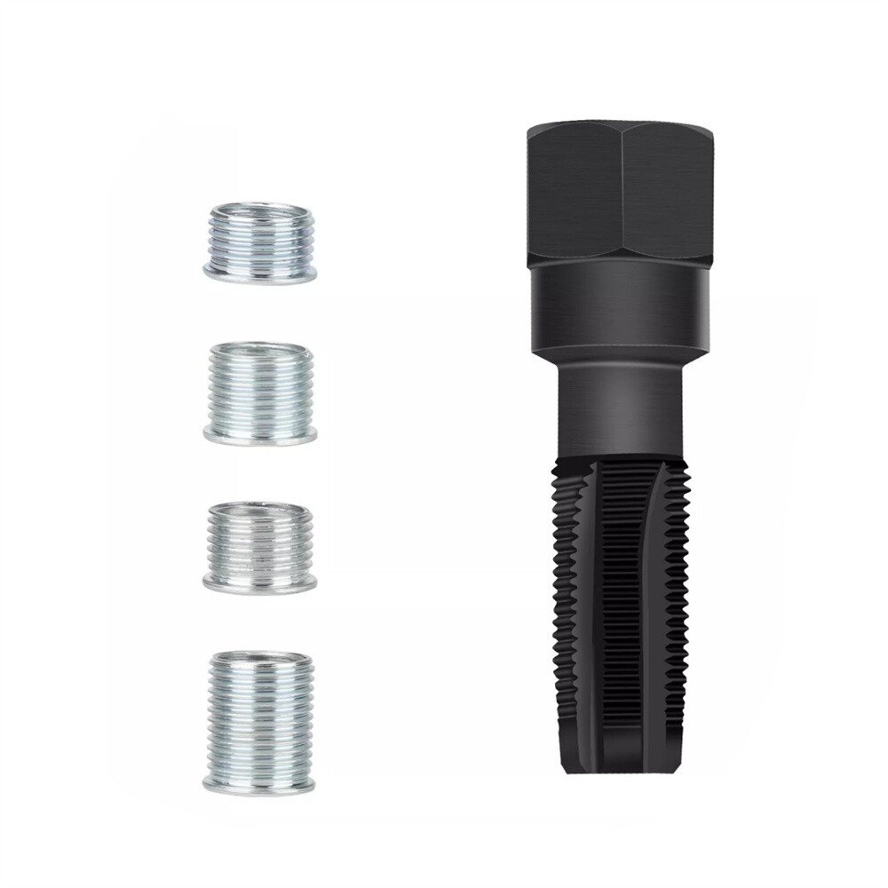 14mm Spark Plug Rethread Thread Repair Kit Helicoil Reamer Tap Tool w/ 4 Inserts