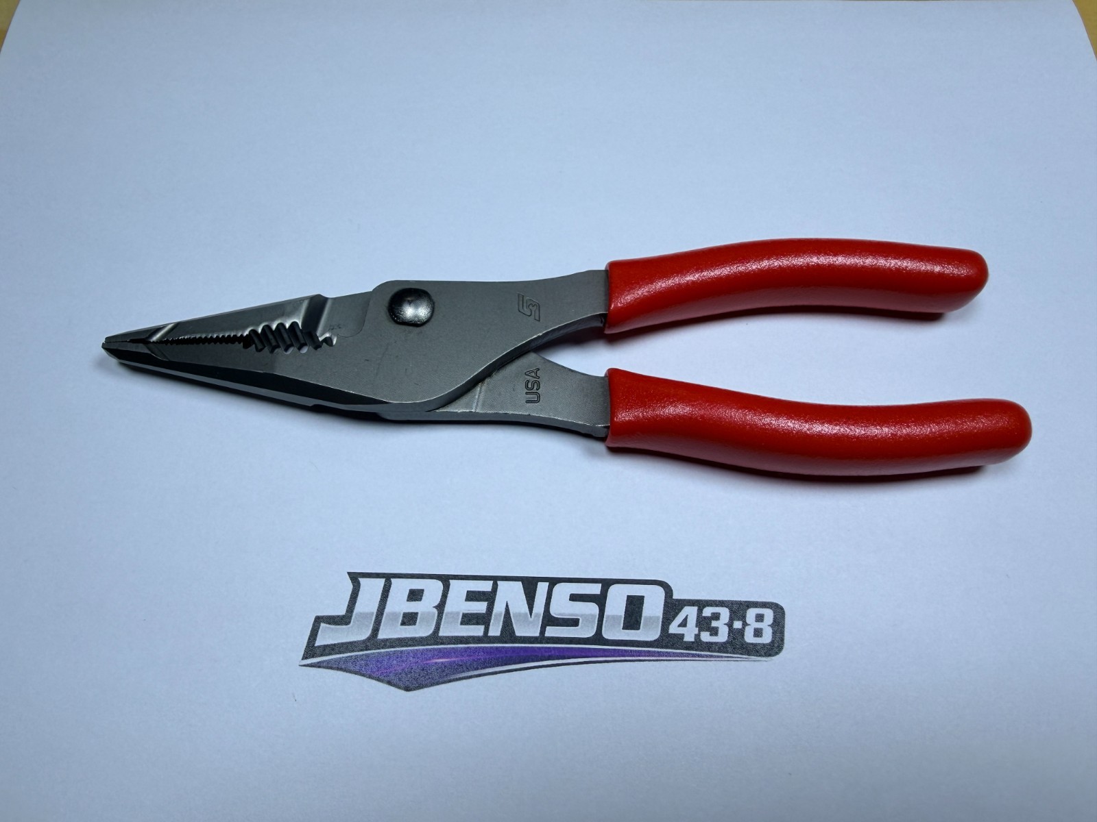 Snap-On Tools USA NEW RED 7″ Soft Grip Long Nose Slip Joint Pliers LN46ACF