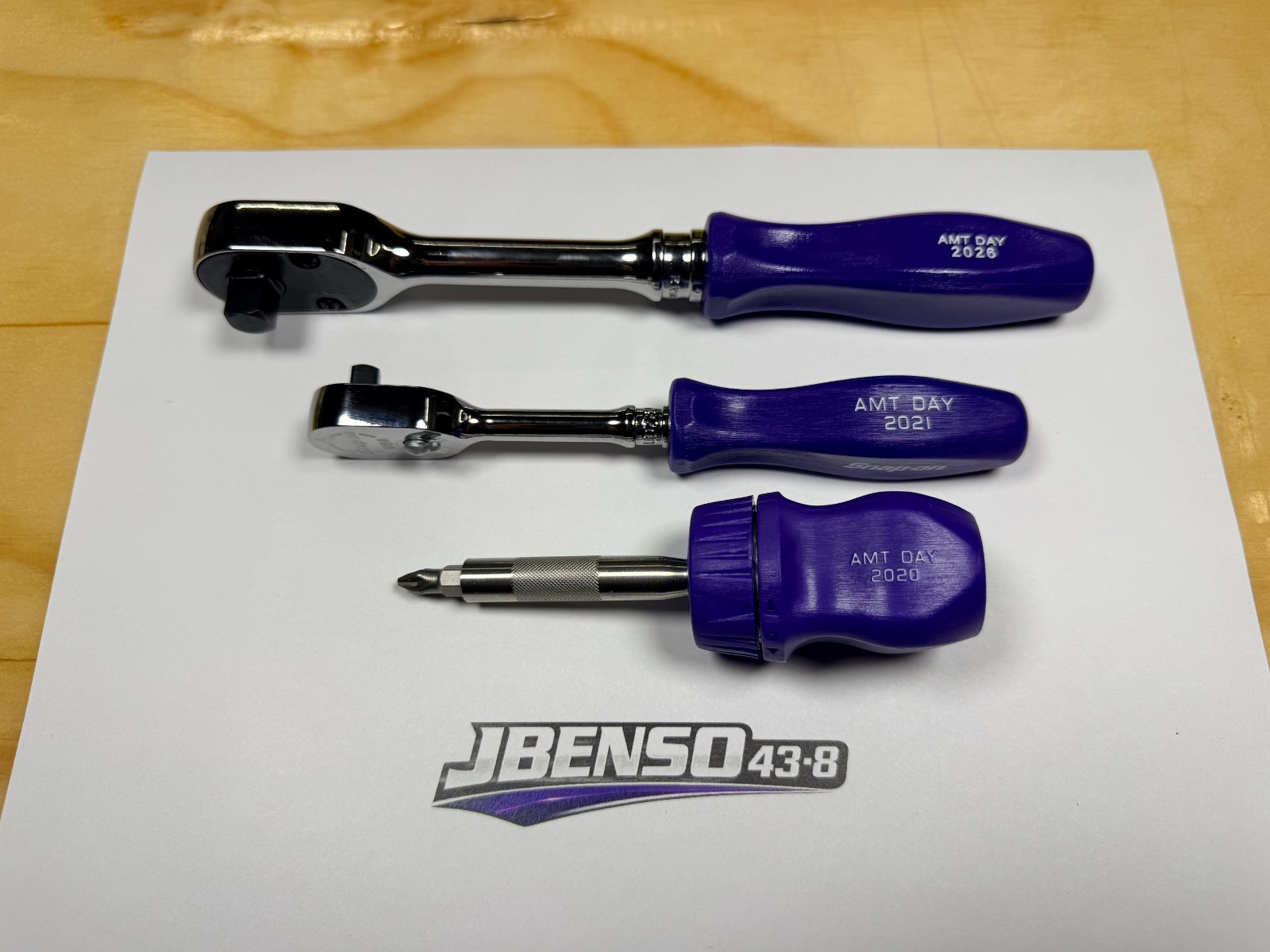 Snap-on Tools NEW ULTRA RARE PURPLE FedEx 3pc AMT DAY Ratchet & Screwdriver Set