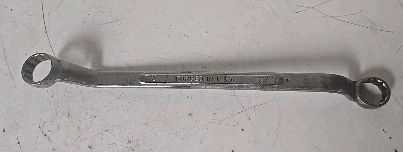 Vintage Craftsman Tools Vanadium 7/8” x 13/16” Offset 12pt Double Box End USA