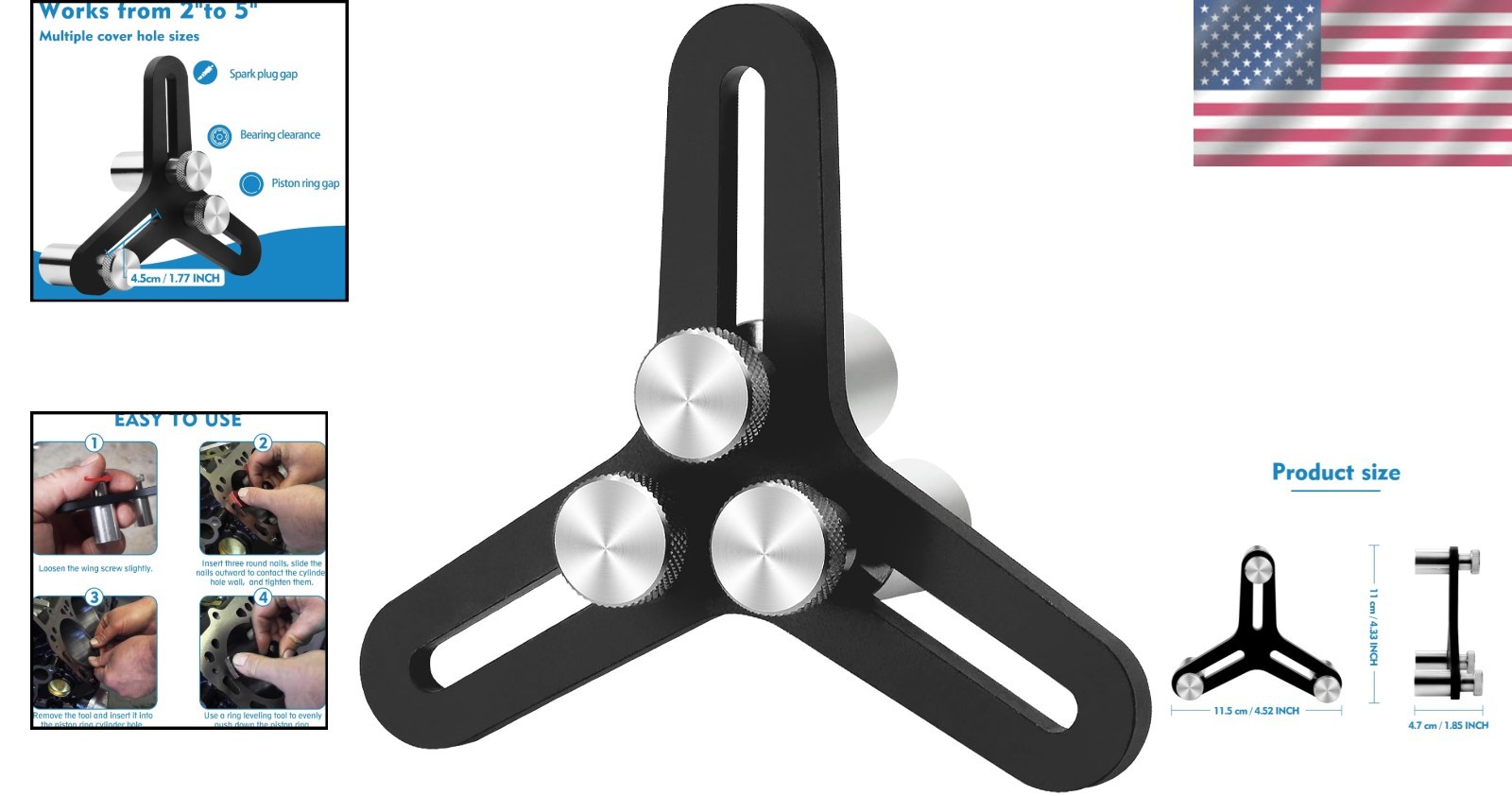 High-Quality Aluminum Piston Ring Tool – 2-5 Inch Bore Measurements Made Easy