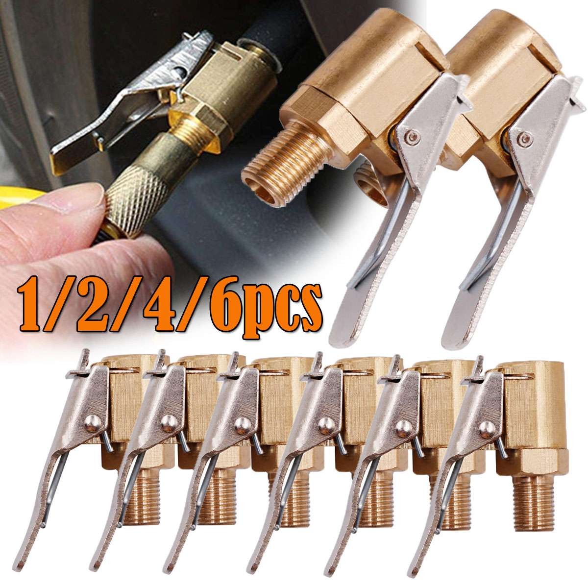 Car Tyre Wheel Tire Air Chuck Inflator Pump Valve Clip Connector Adapter 8MM