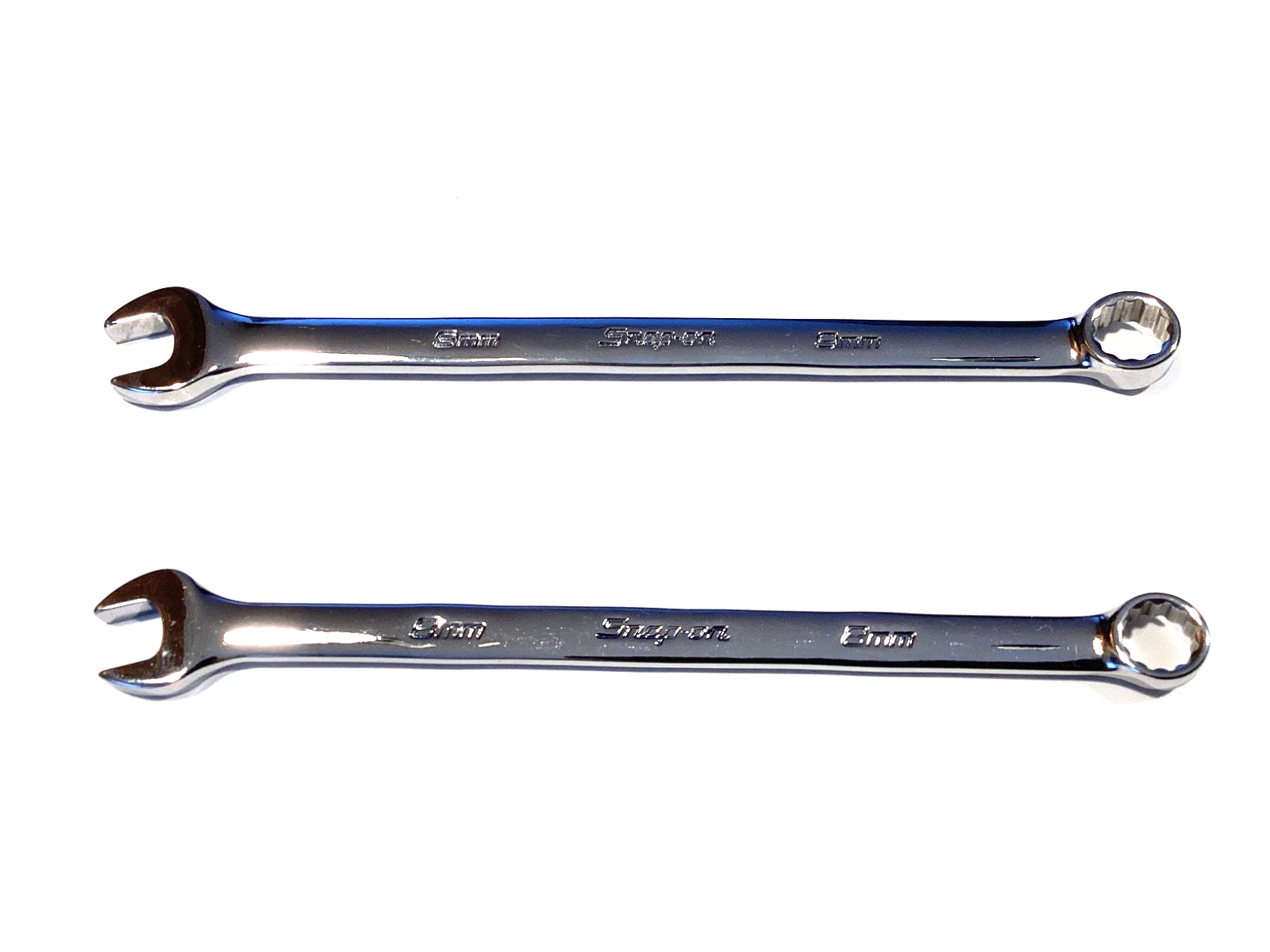 Snap On USA NEW 2 Piece 8MM 9MM Metric Add On Chrome Wrench Set OEXM80B OEXM90B