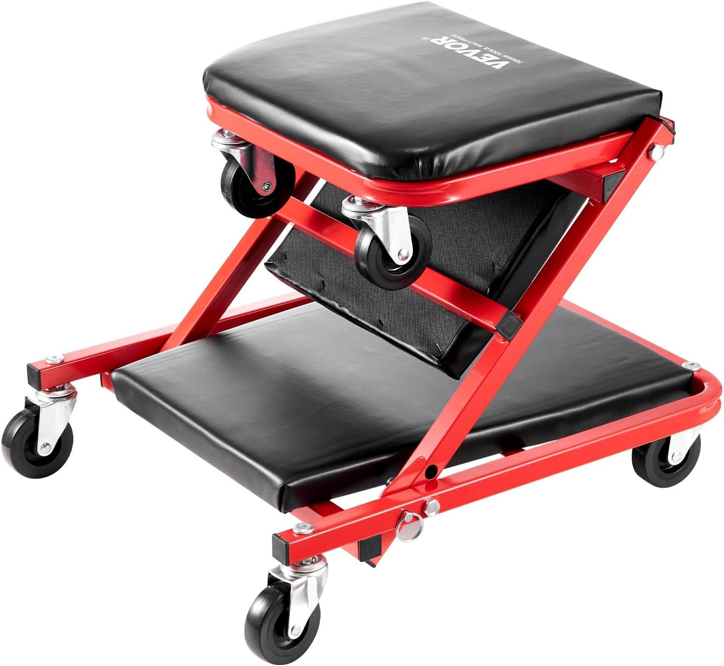 VEVOR Foldable Z Garage Creeper, 36 in, 300 lbs Load Capacity Rolling Red