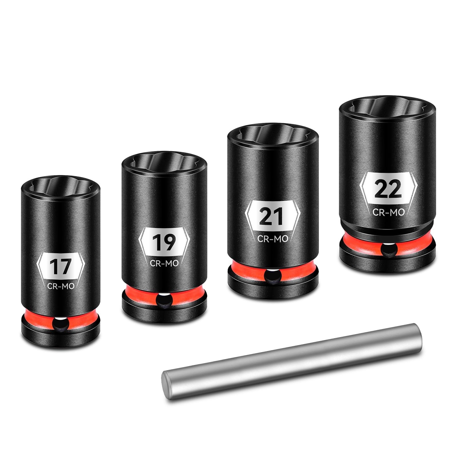 5-Piece Lug Nut Remover Tool Set – Bolt Extractor Socket Kit for Stripped Nuts (