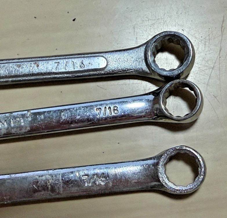 New 3 Pc Combination Wrench 12 Point SAE Standard 7/16 Inch 5.5 in long