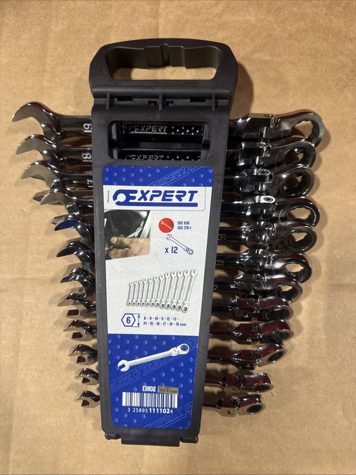 Expert 12pc Metric Flex-Head Ratcheting Combination Wrench Set 12pt E111102 NEW