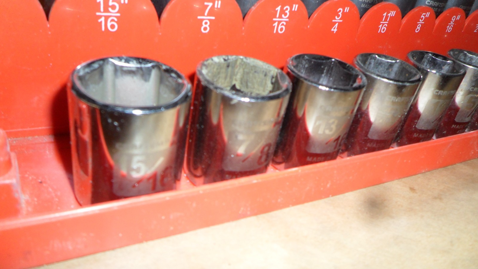 Lot of 21 Craftsman SAE 1/2 inch Drive Shallow & Deep Impact Sockets W/ Tray