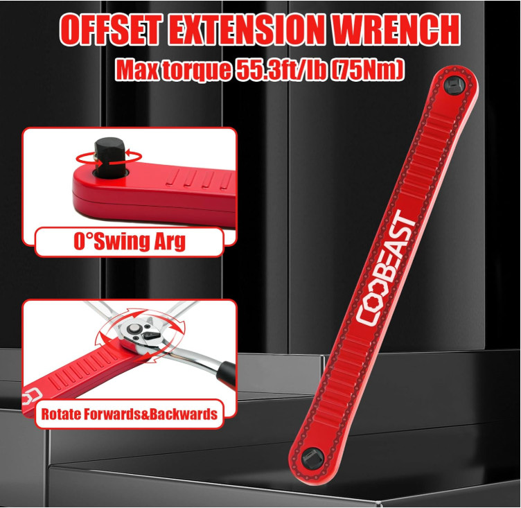 Offset Extension Wrench Set, Impact Ready Socket Extender Tool with Versatile…