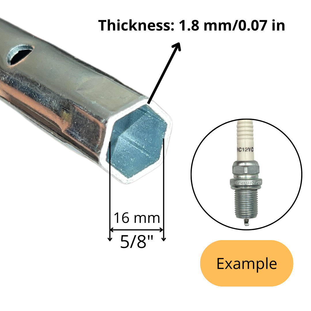 Dual-ended spark plug socket wrench 16mm (5/8″) & 21mm (13/16″) length 280 mm