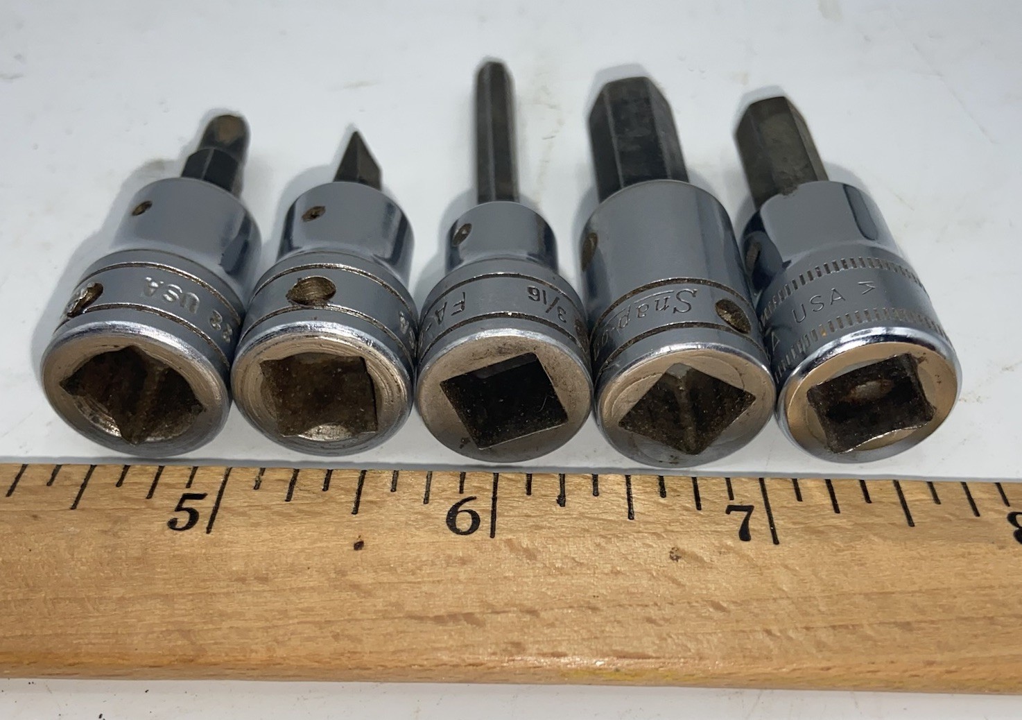 Snap-on 3/8” Drive Bit Socket Set Phillips Slotted Hex USA *Lot Of 5*