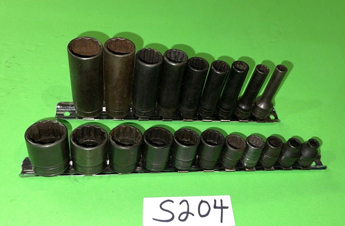 SNAP- ON TOOLS 20 PIECE 3/8 DRIVE SHORT & DEEP SAE. SOCKET SETS 12 POINT