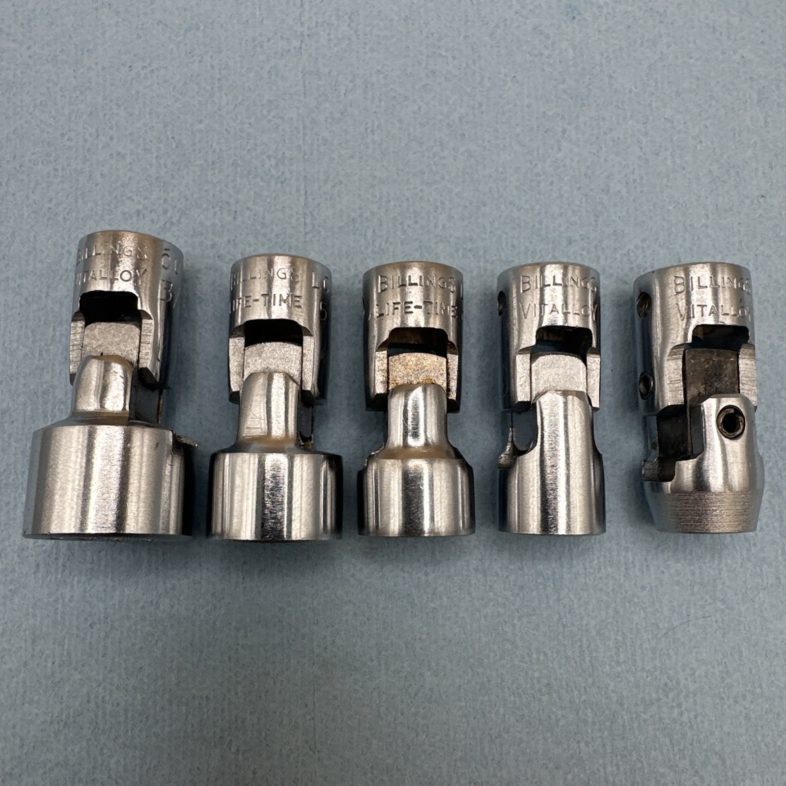 Vintage Billings Vitalloy 5 Pc Set 3/8” Drive Swivel Sockets 12 Pt SAE 7/16 -3/4