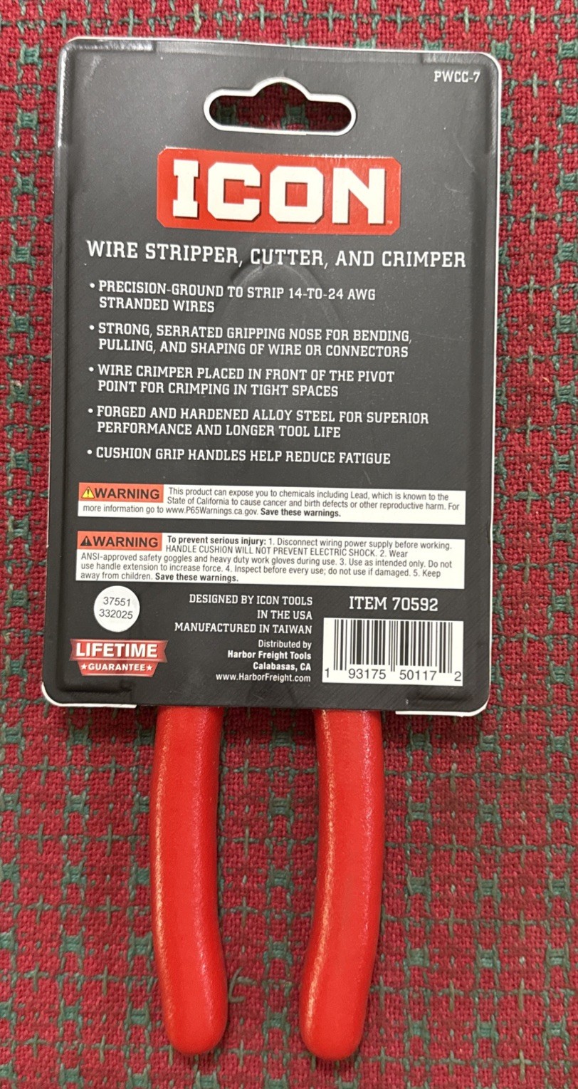ICON 70592 7″ Inch Wire Stripper Cutter Crimper Pliers Brand NEW PWCC-7