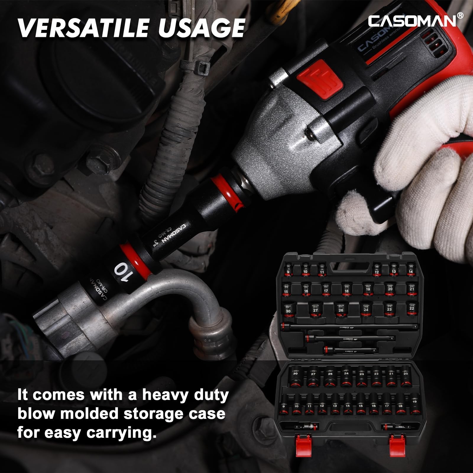 43-Piece 1/2″ Drive Impact Socket Set – Deep & Standard, 6-Point, Metric 9mm-30m