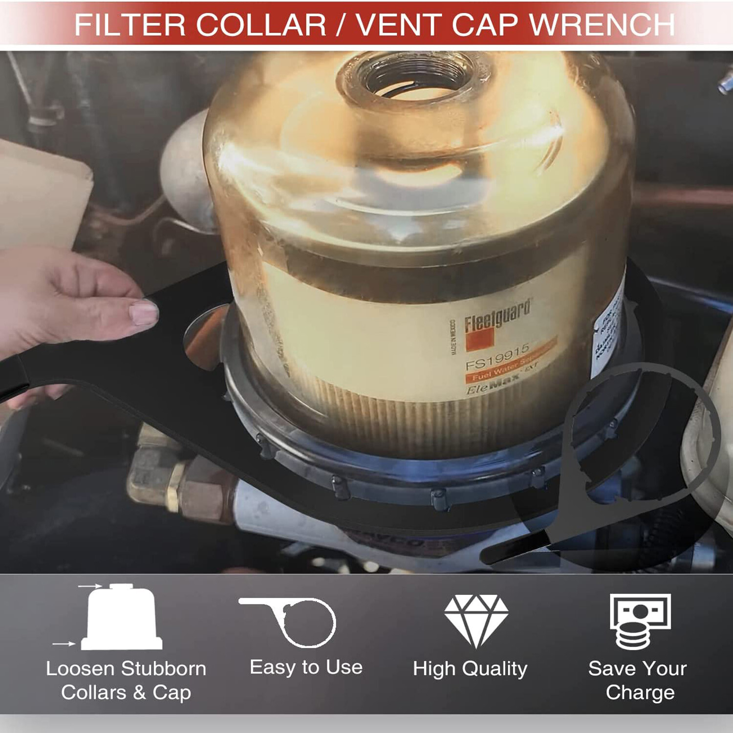 482017 8″ Oil Fuel Filter Collar Vent Cap Wrench Fit for Davco Fuel Pro 482, 483