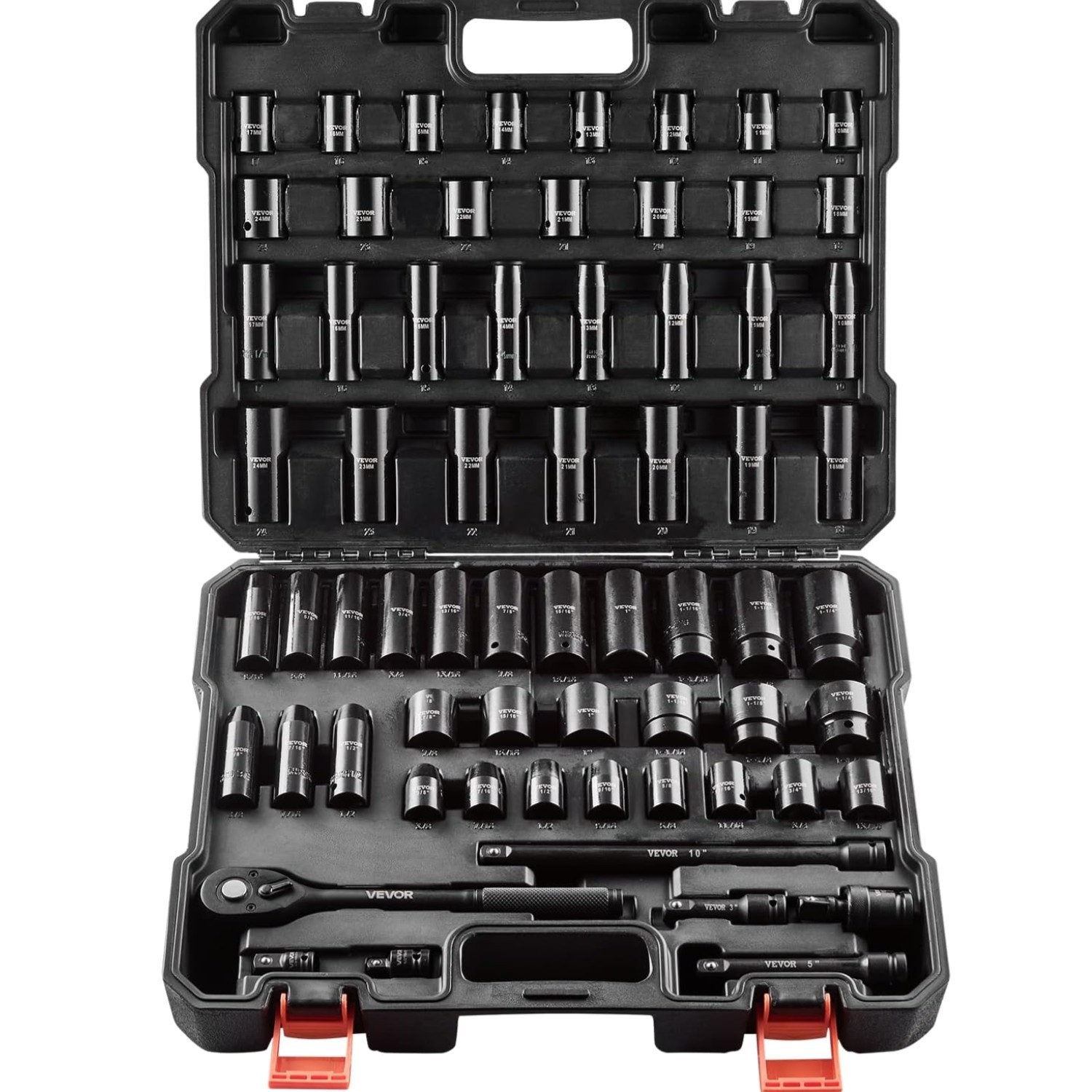 1/2″ Drive Impact Socket Set, 65 Piece Socket Set SAE 3/8″ to 1-1/4″ and Metr…