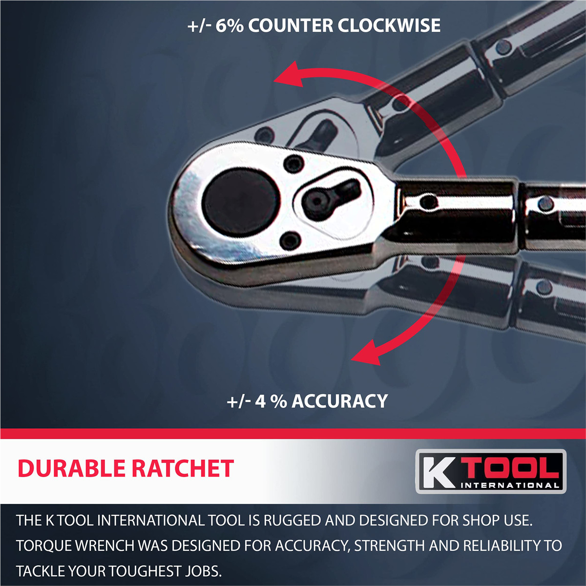 K-Tool 72176A 3/4″ Drive 41″ Long Adj Torque Wrench, 100-600 ft/lb