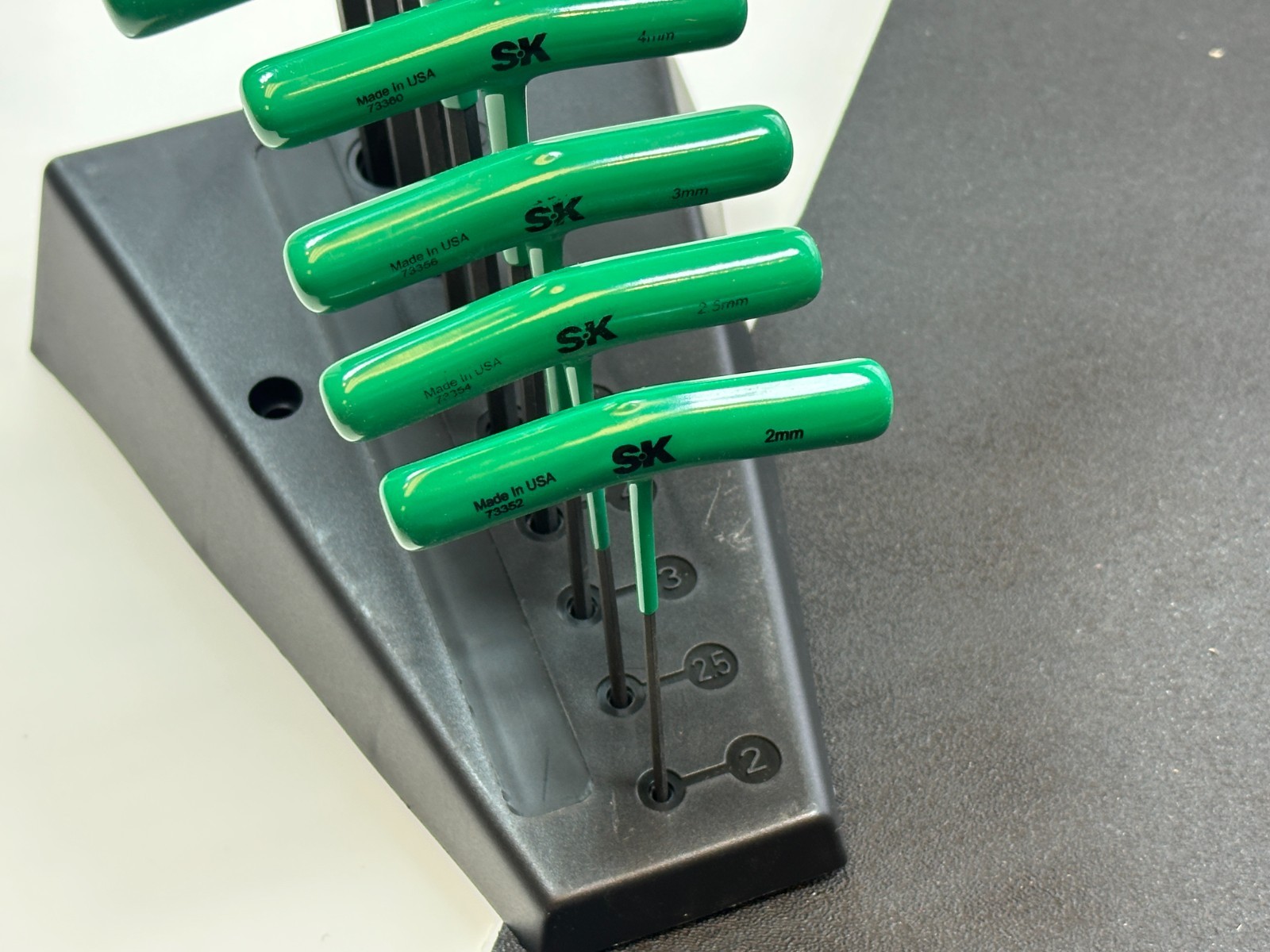 SK Tools USA 73389 8pc Metric 2mm-10mm GREEN T-Handle Hex Key Set w/ Stand NOS