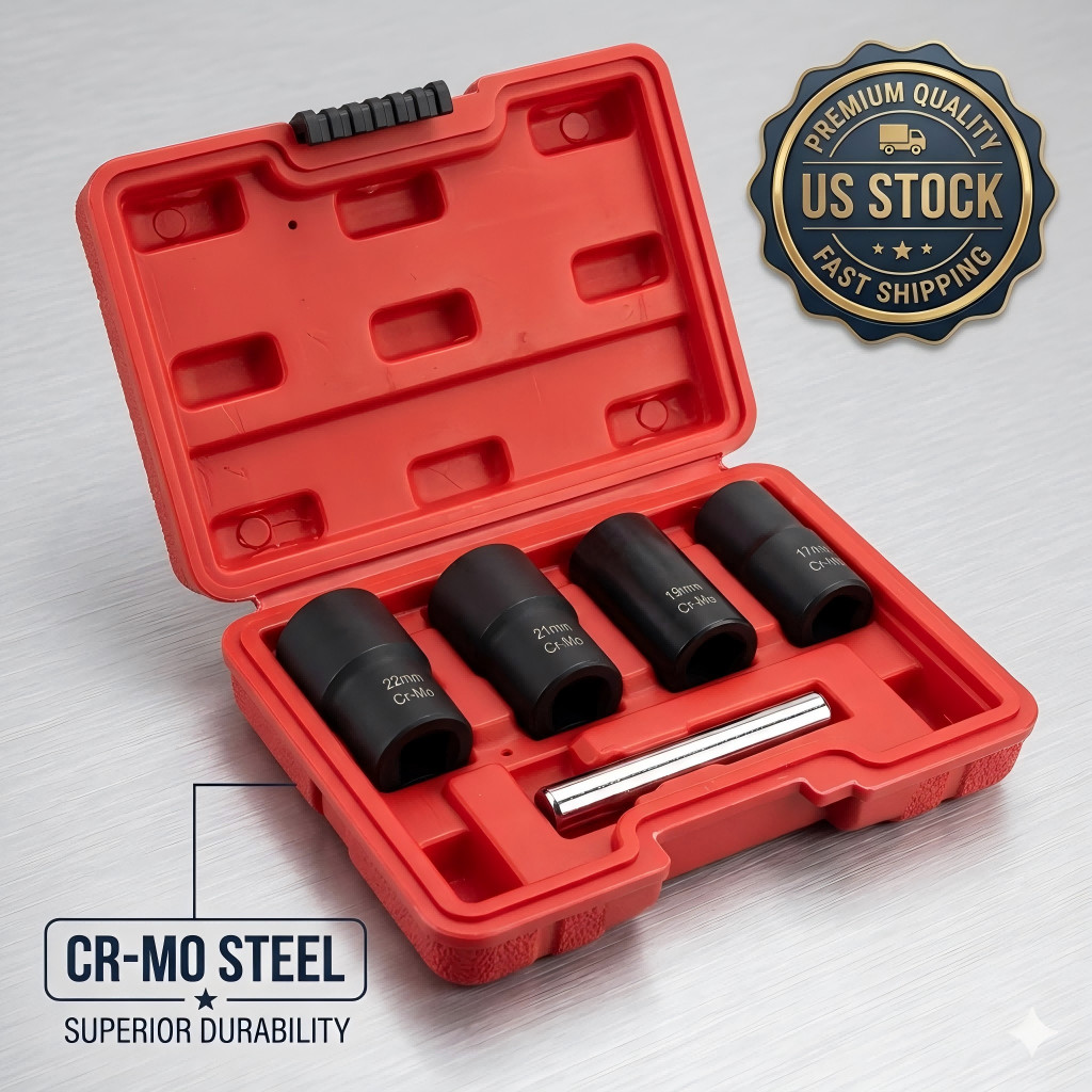 5pc Wheel Lock Removal Kit, Locking Lug Nut Removal Tool – 17MM,19MM, 21MM, 22MM