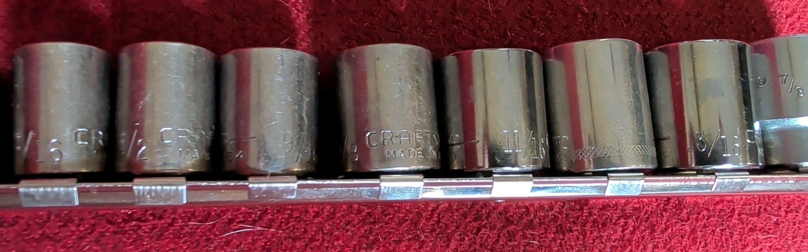 Mixed USA Made 3/8 SAE Socket Set Craftsman Proto Napa 1/4 – 7/8 Inch No Skips