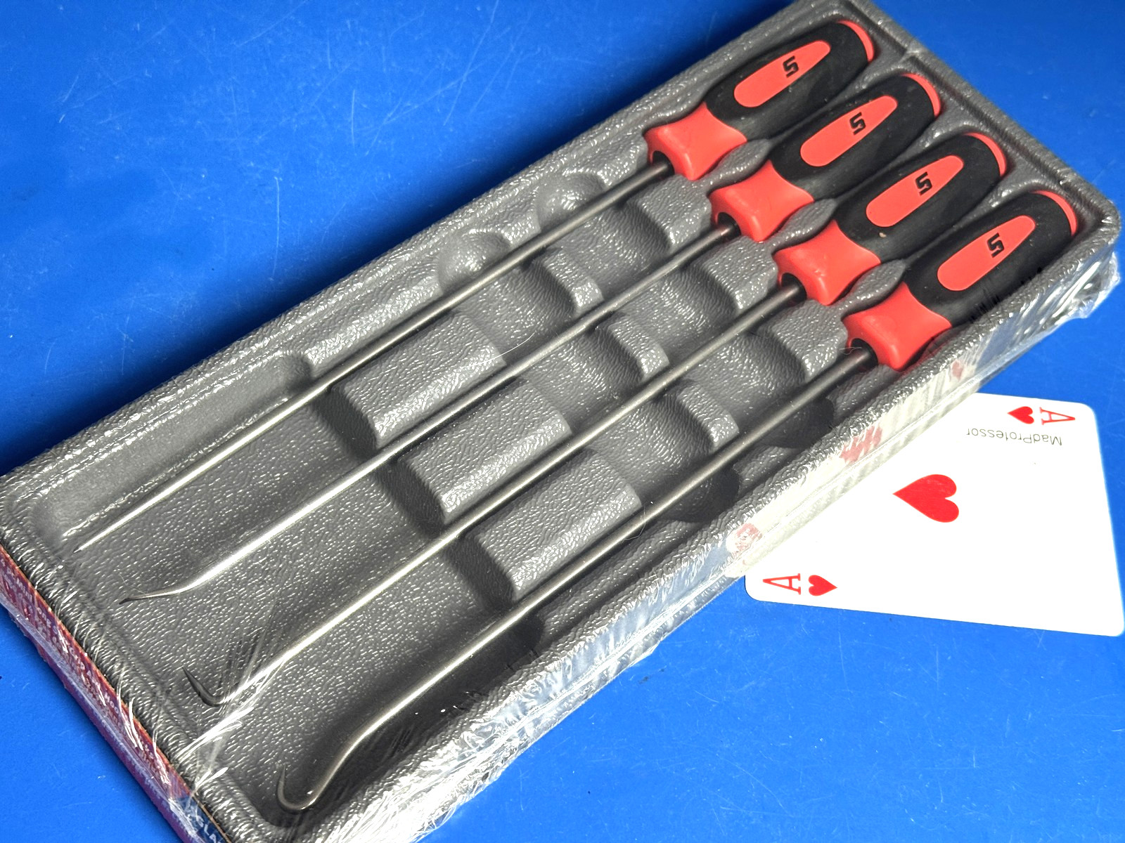 Snap-on 4 Piece Orange Soft Grip Long Mini Pick Awl & Hook Set SGLASA204CO NEW