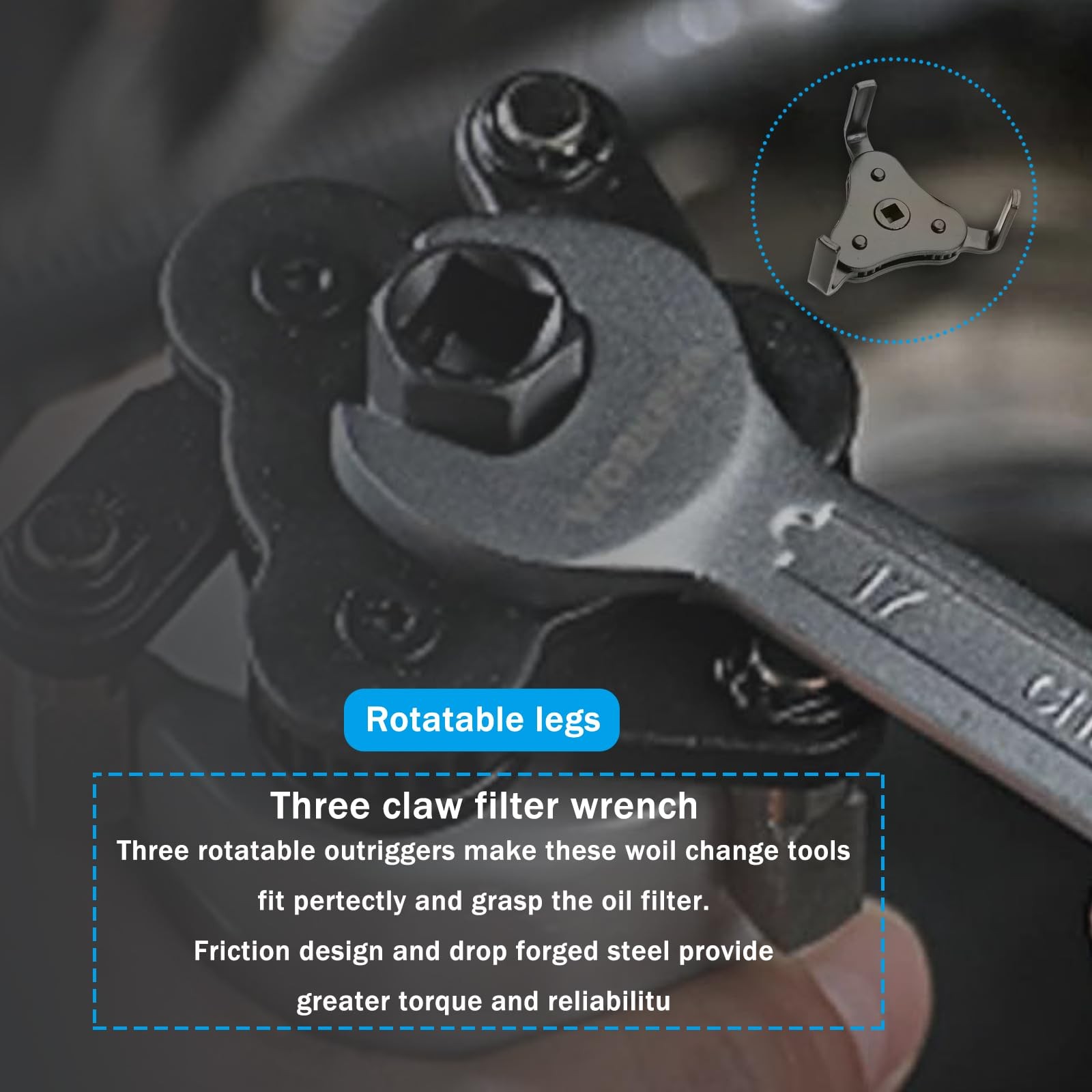 1 PC Car Oil Filter Wrench 1/2 Metal Heavy Duty Adjustable Tool Black White
