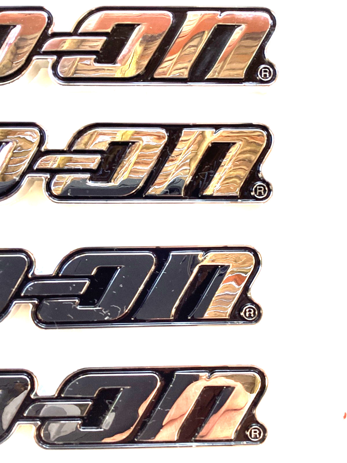 Snap On Tools NEW Authentic Chrome And Black Adhesive Backed Raised Letter Logo