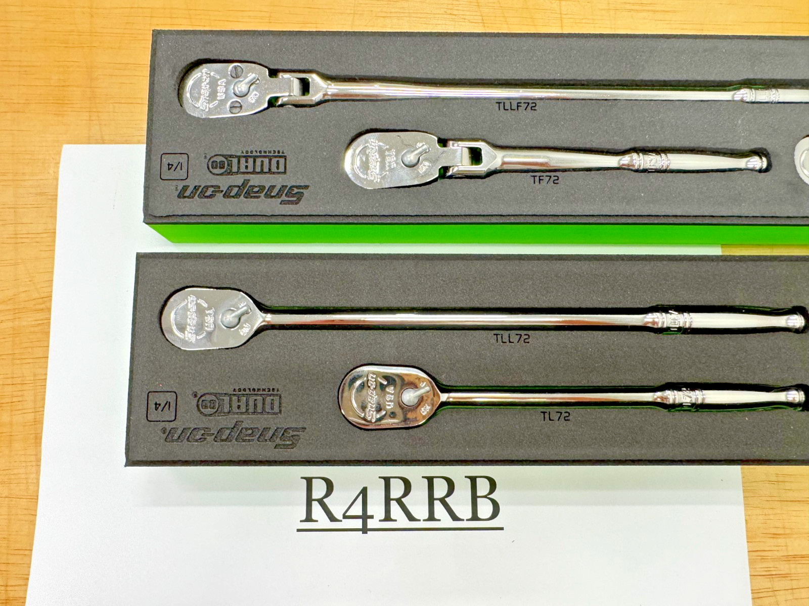 Snap-on Tools USA NEW 6pc 1/4″ Drive Fixed Flex Head Ratchet RARE GREEN FOAM Set