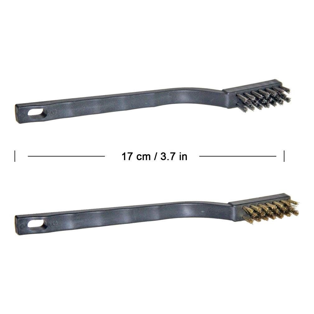 9PCS MINI Brass Brushes Set, Curved Handle Scratch Wire Toothbrush, Black