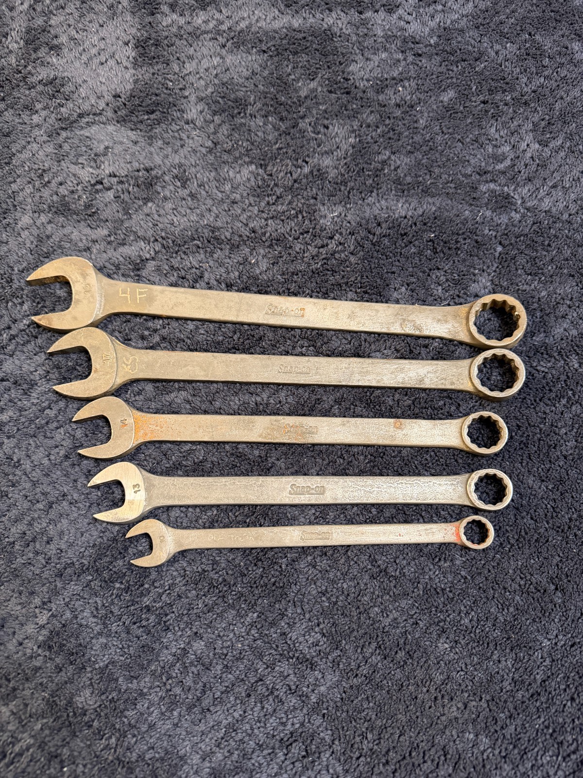Snap-on 5 Piece Combination Wrench Set, GOEX See description for sizes. USED